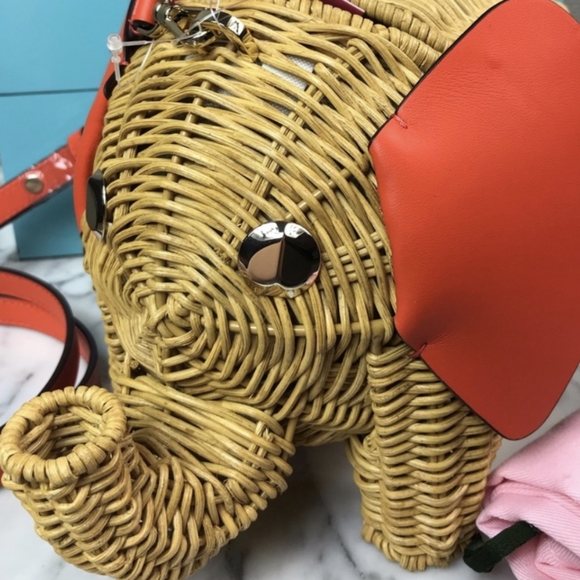 NEW RARE KATE SPADE ELEPHANT WICKER CROSSBODY BSG PURSE - Picture 3 of 9